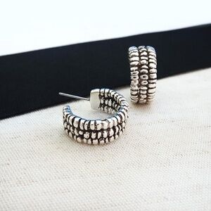 Silver Mini-Hoop Earrings. 3/4", Friction-Back Post, Bo-ho style. NWT